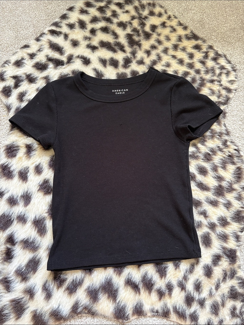 American Eagle Black Ribbed Short Sleeve Top